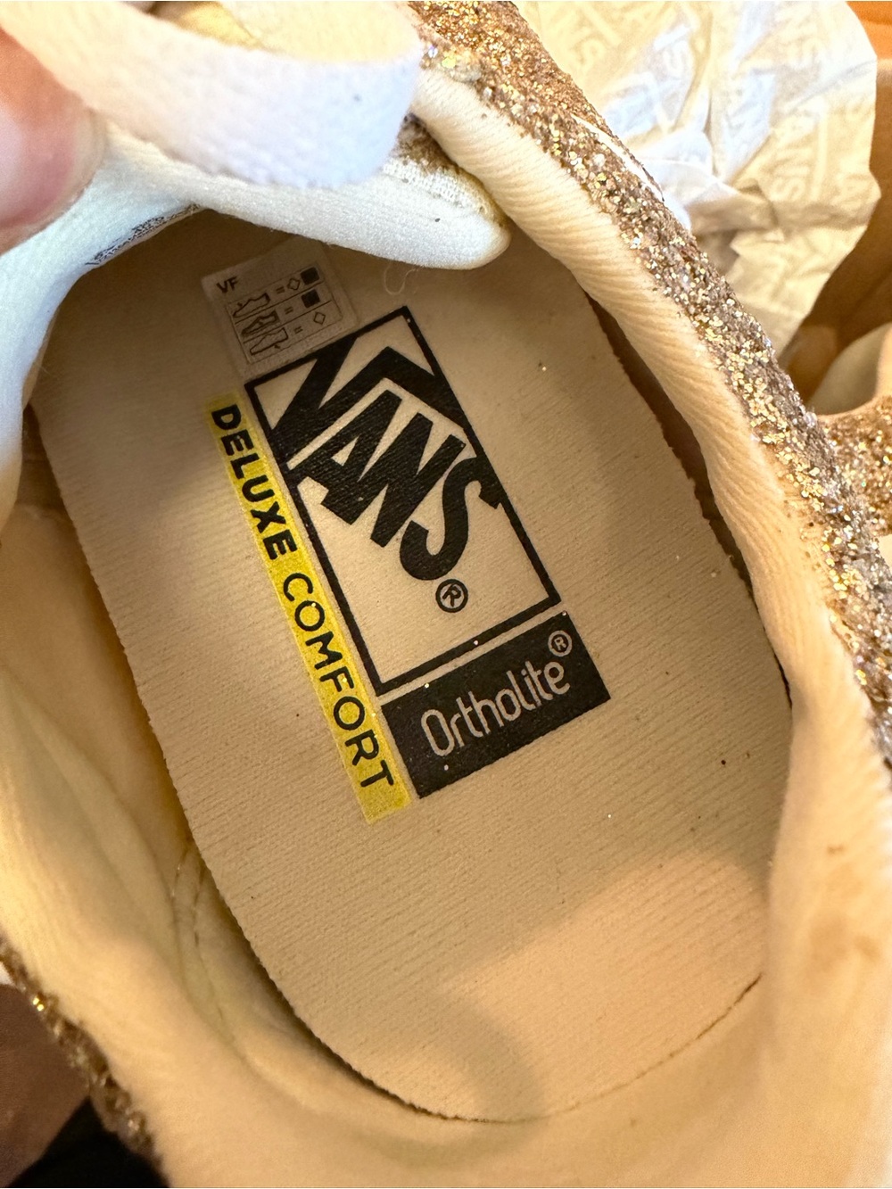 Women’s Vans Gold Glitter Vans Old Skool deluxe comfort Ortholite - Picture 7 of 7